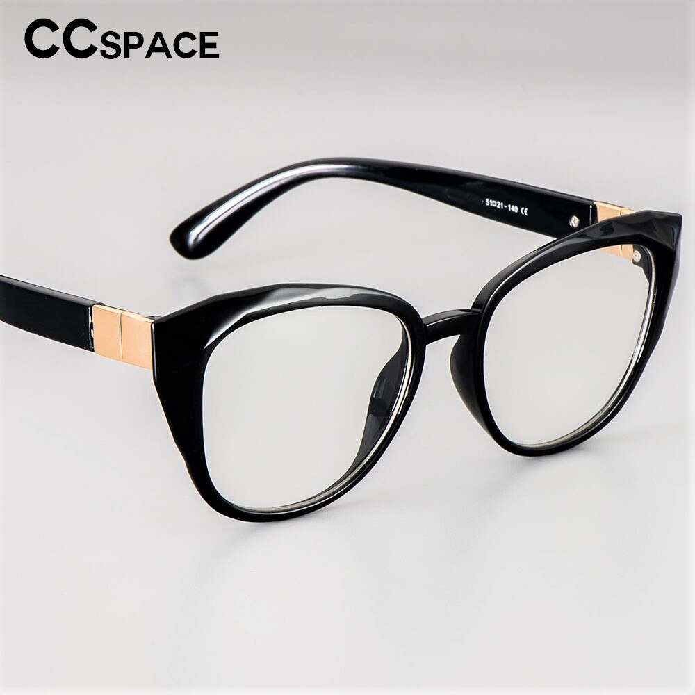 CCspace Unisex Full Rim Round Cat Eye Titanium Frame Eyeglasses - Lightweight & Durable TR90 Material (Model 48092) - Perfect for Work, Reading & Fashion Accessories