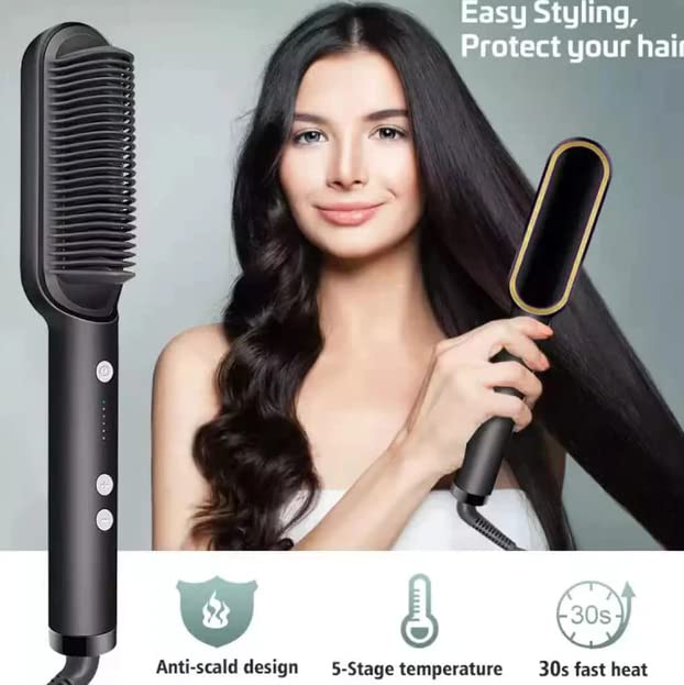 Mystte Hair Straightener Comb for Women & Men - PTC Heating Electric Styler with 5 Temperature Settings | Perfect for Home Use, Travel & Salon Styling