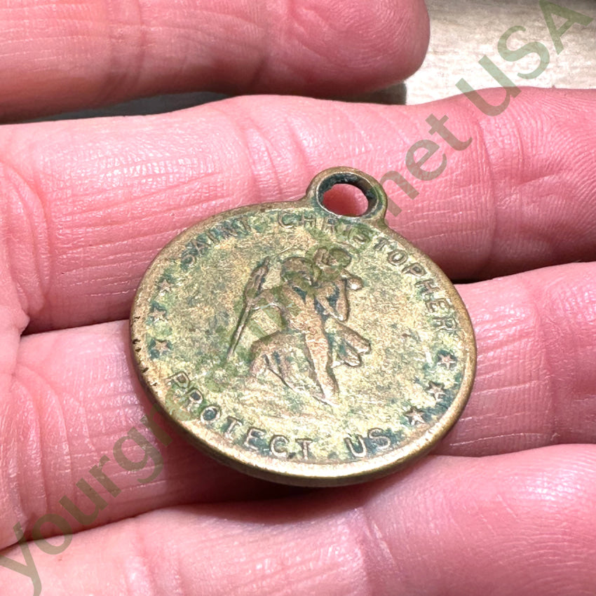 Vintage St. Christopher Pendant Necklace - Antique Copper Religious Medal Charm for Men & Women - Perfect for Travel Protection, Gifts & Everyday Wear