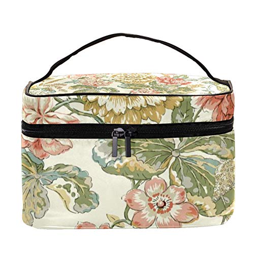 DJROW Makeup Pouch Bag - Floral Pattern Toiletry Organizer for Travel, Multi-Functional Cosmetic Case | Perfect for Makeup Brushes, Skincare & Travel Essentials