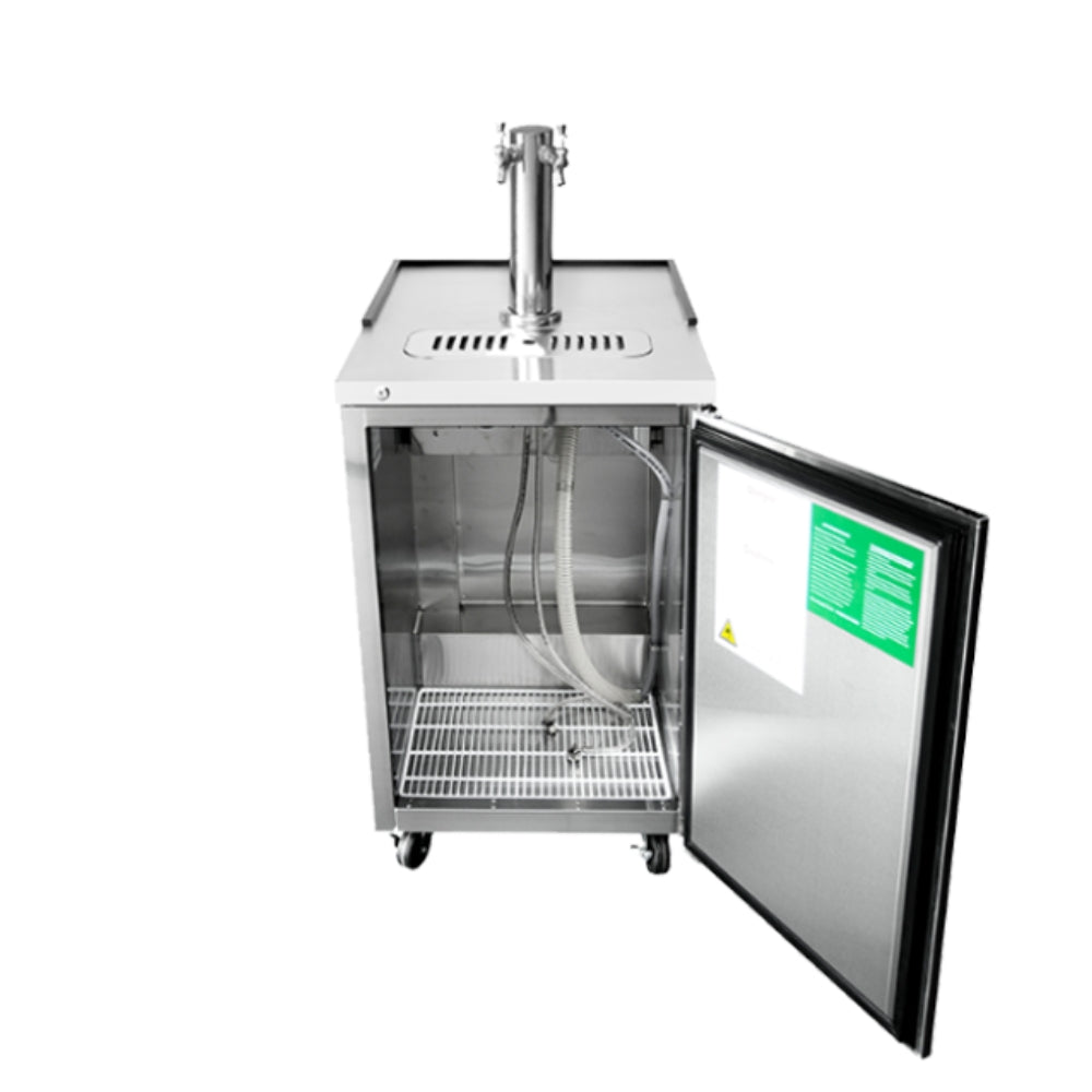 Atosa 23 Inch Commercial Grade Draft Beer Refrigerator with Dual Tap Tower - Perfect for Bars, Restaurants, and Home Brewing Enthusiasts