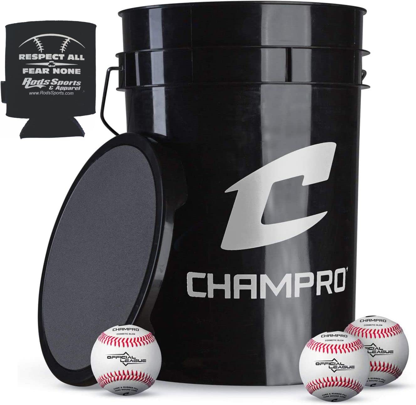 Premium CHAMPRO CBB-200D Full Grain Leather Baseballs - 30 Pack with Black Bucket & Rod Can Sleeve (Cosmetic Blem) | Perfect for Practice, Training & Team Sports | Durable Leather Cover for Baseball Enthusiasts