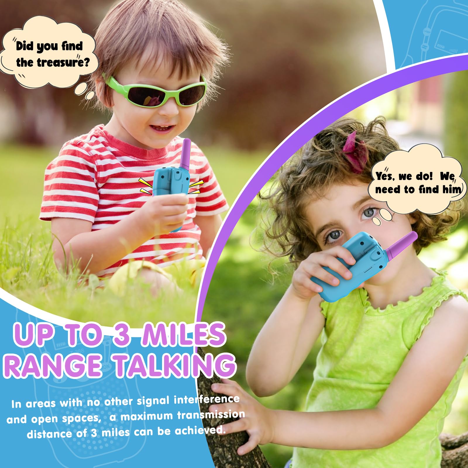 Selieve Kids Walkie Talkies - 22 Channel 2 Way Radios with LCD Backlit Flashlight, 3 Mile Range for Outdoor Adventures - Perfect for Camping, Hiking & Backyard Play (Ages 3-14, Purple)