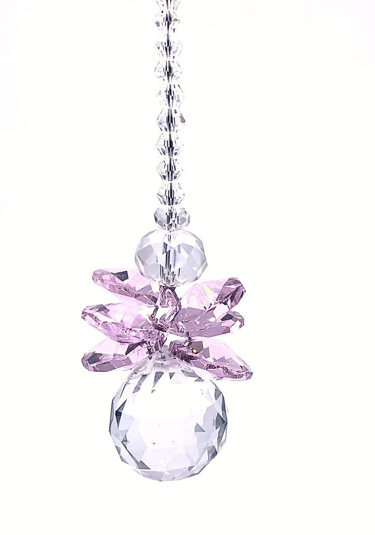 Love Angel Crystal Ornament - Car Mirror Charm & Window Suncatcher | Rainbow Maker Guardian Angel Decor for Home, Office, and Gift Giving