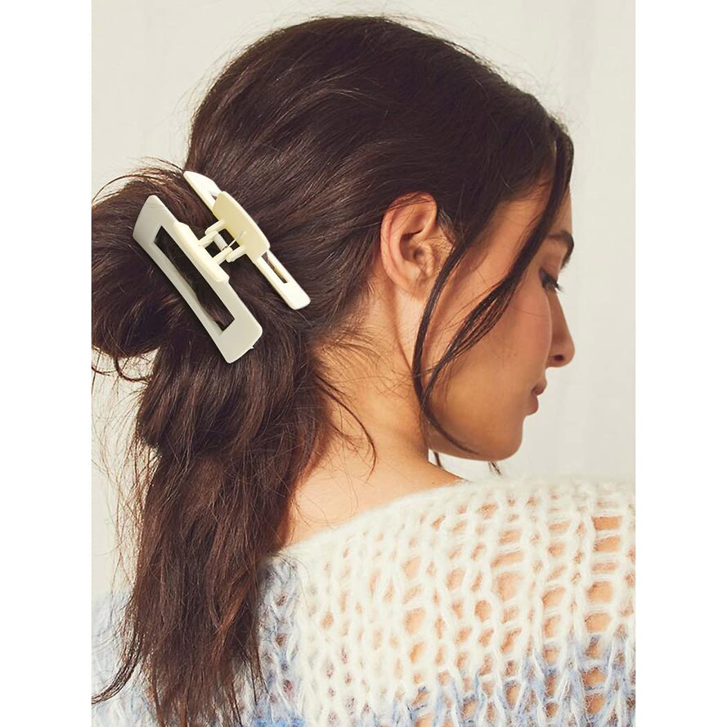 APSAMBR 4-Pack Matte Rectangular Hair Claw Clips for Women - Large Hair Clips for Thick Hair, Non-Slip Grip, Fashion Hair Accessories - Perfect for Work, Gym, and Everyday Styling