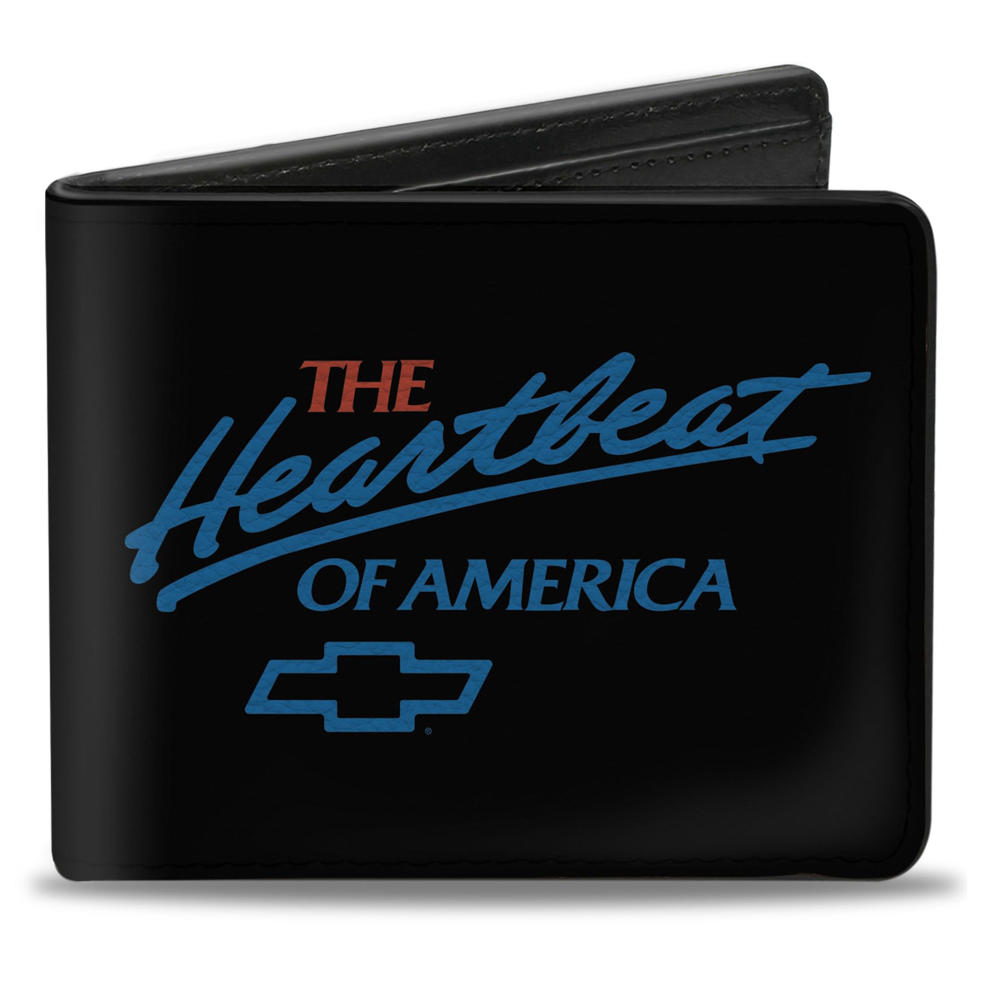 Chevy Bowtie Bifold Wallet - Heartbeat of America Design in Black, White, Red & Blue | Perfect for Everyday Carry, Gift for Car Enthusiasts & Chevrolet Fans