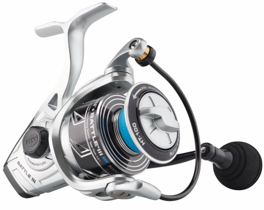 Battle III DX Spinning Fishing Reel 5000 DX - Saltwater & Freshwater Fishing Gear for Bass, Trout, Salmon - Smooth Drag System & Durable Construction for Professional Anglers