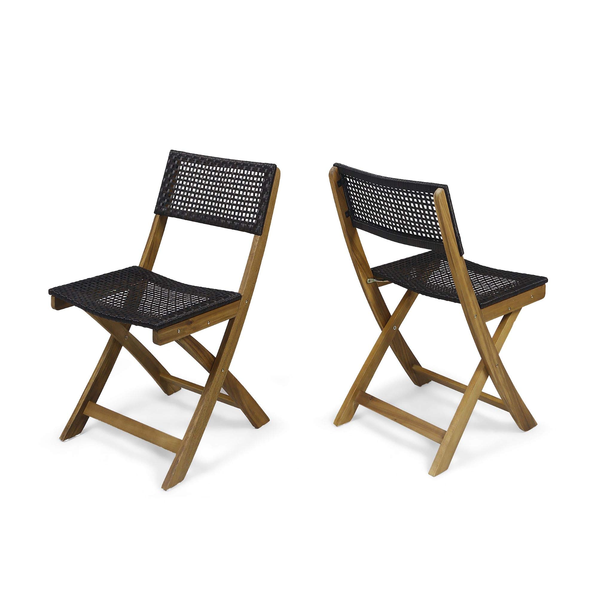 Set of 2 Gray and Brown Traditional Outdoor Patio Bistro Chairs - 33.25 Inch Height Contemporary Home Living - Perfect for Garden, Balcony, and Backyard Relaxation