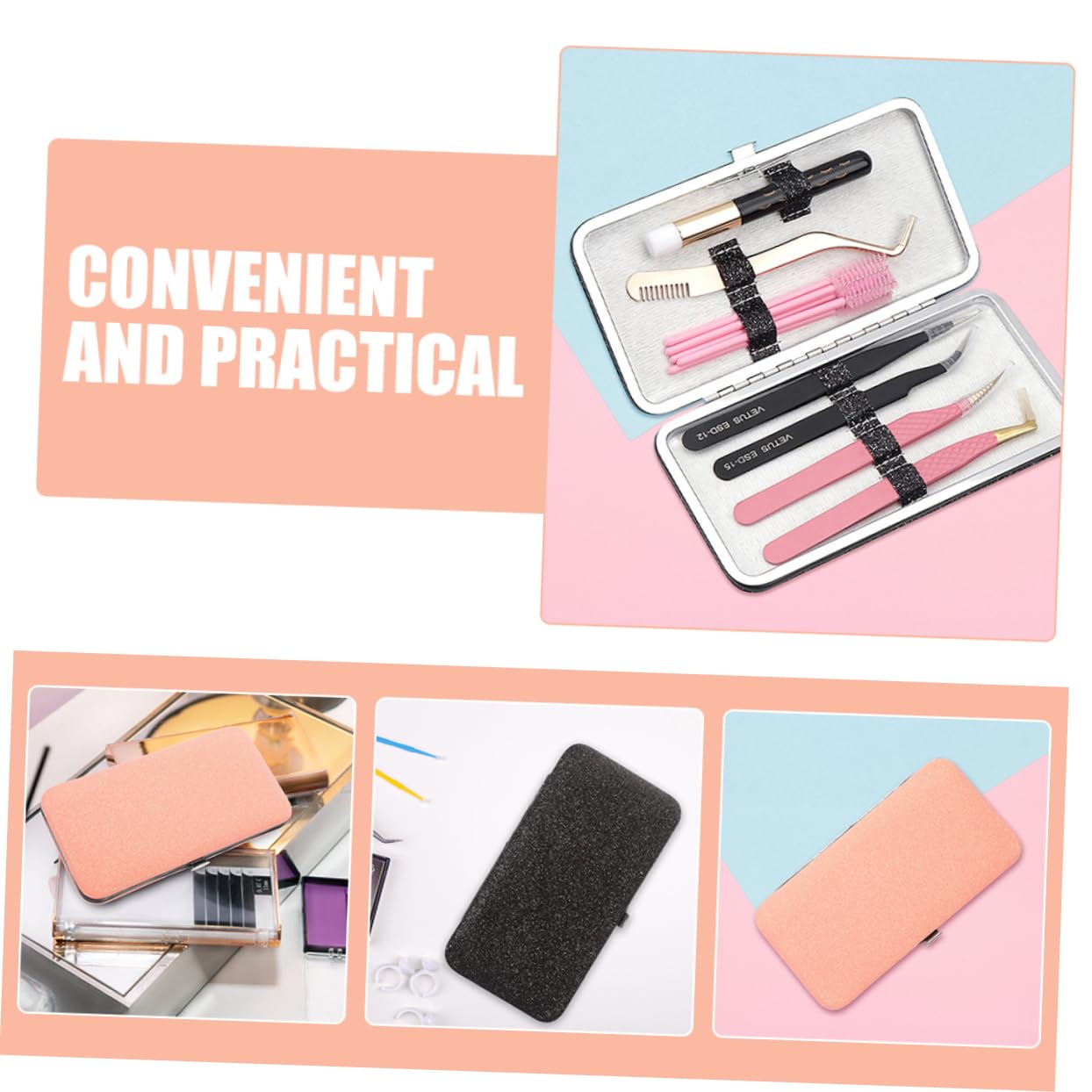 2pcs Travel Eyelash Extension Tweezer Holder Bag - Portable & Sturdy Lash Tweezer Storage Case for Professionals - Perfect for Salon, Home Use & On-the-Go Lash Artists