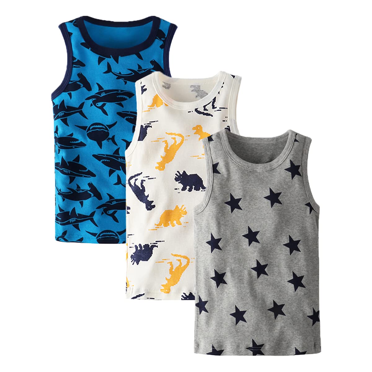 3-Pack Boys' Sleeveless Tank Tops for Toddlers - Soft Cotton Summer Shirts for Playtime, Beach & Outdoor Activities