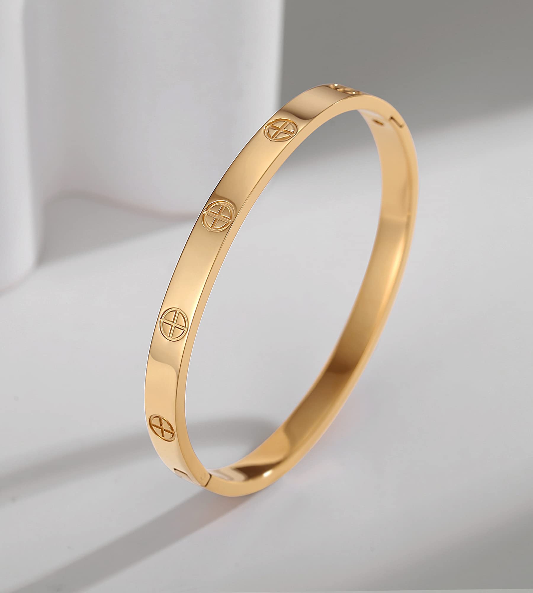 **Elegant Gold Bracelets for Women - Cubic Zirconia & Stainless Steel Friendship Love Bangle - Perfect Birthday Gift & Stocking Stuffer for Her - Ideal for Parties, Weddings & Everyday Wear**