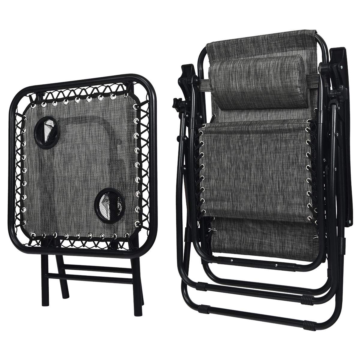 3PCS Patio Chaise Lounge Chairs - Adjustable Zero Gravity Recliners for Outdoor, Yard, Pool & Beach - Foldable Lounge Chair Set with Side Table - Perfect for Relaxing, Sunbathing & Backyard Lounging (Grey)