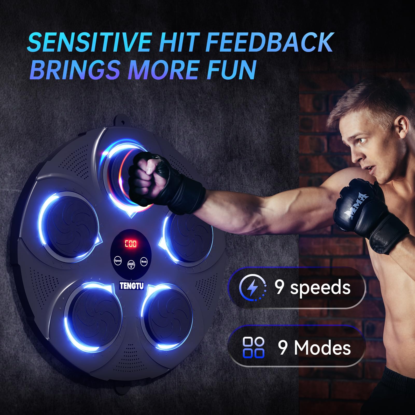 Rechargeable Bluetooth Musical Boxing Machine - Smart Punching Bag for Men & Women, Boxing Training Equipment with Gloves - Stress Relief, Home Gym & Fitness Workout