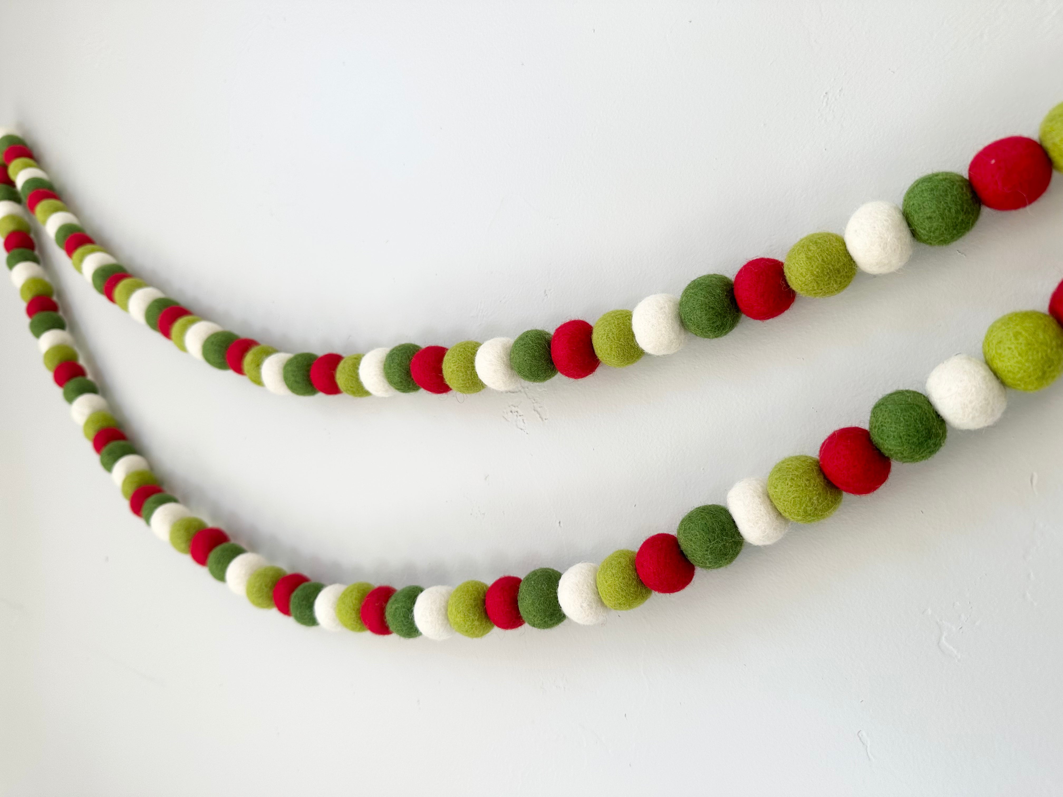 Best Christmas Felt Ball Garland Decorations - 12ft Holiday Party Decor for Tree, Mantel, Wall & Window - Eco-Friendly Wool Felt Balls for Xmas, Wedding, Baby Shower & Home Decor