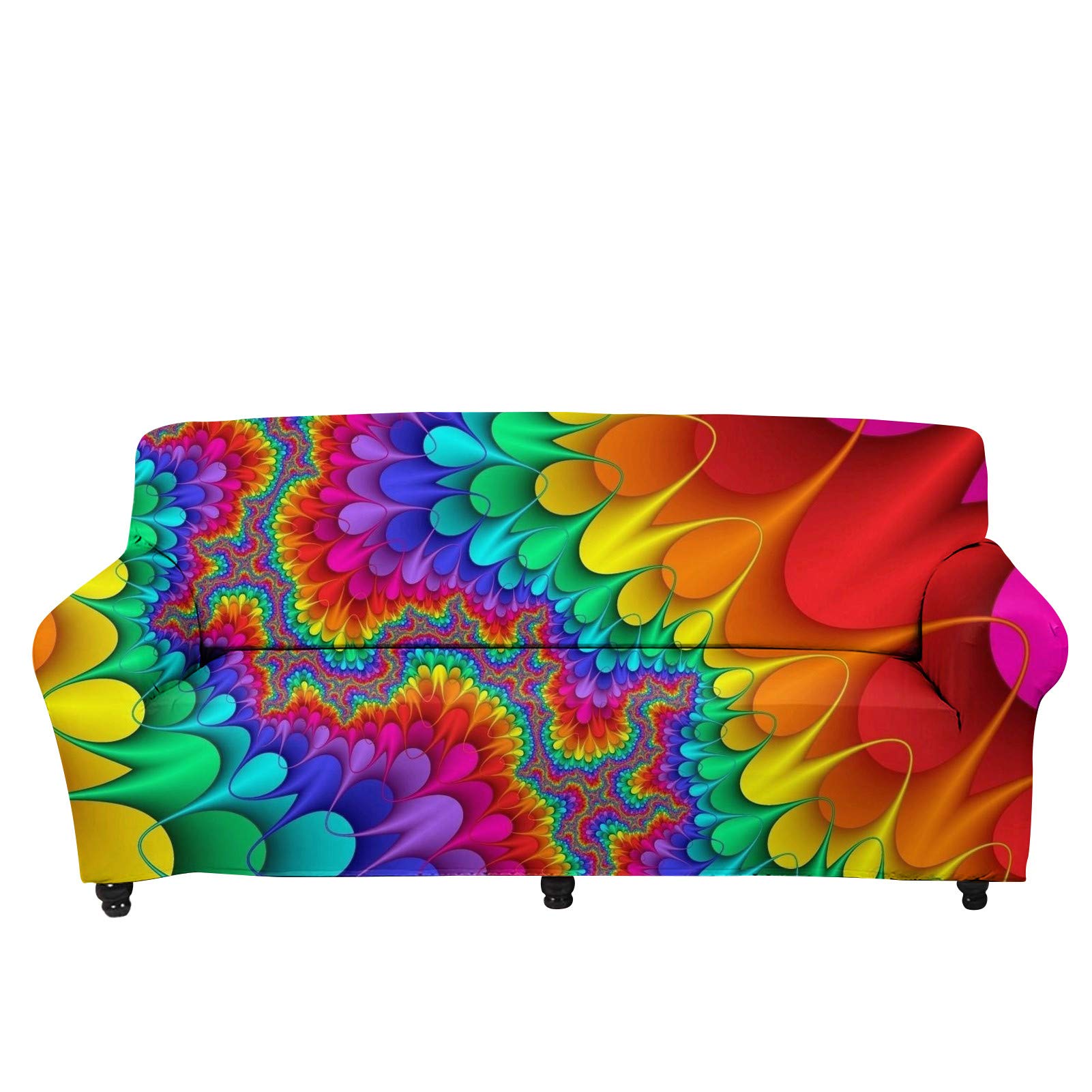Colorful Tie-Dye Stretch Sofa Slipcover - XL Modern Printed Couch Cover for Kids, Women & Furniture Protection - Fits Loveseats, Armchairs & Sectionals | Home Decor, Living Room Upgrade, Gift Idea