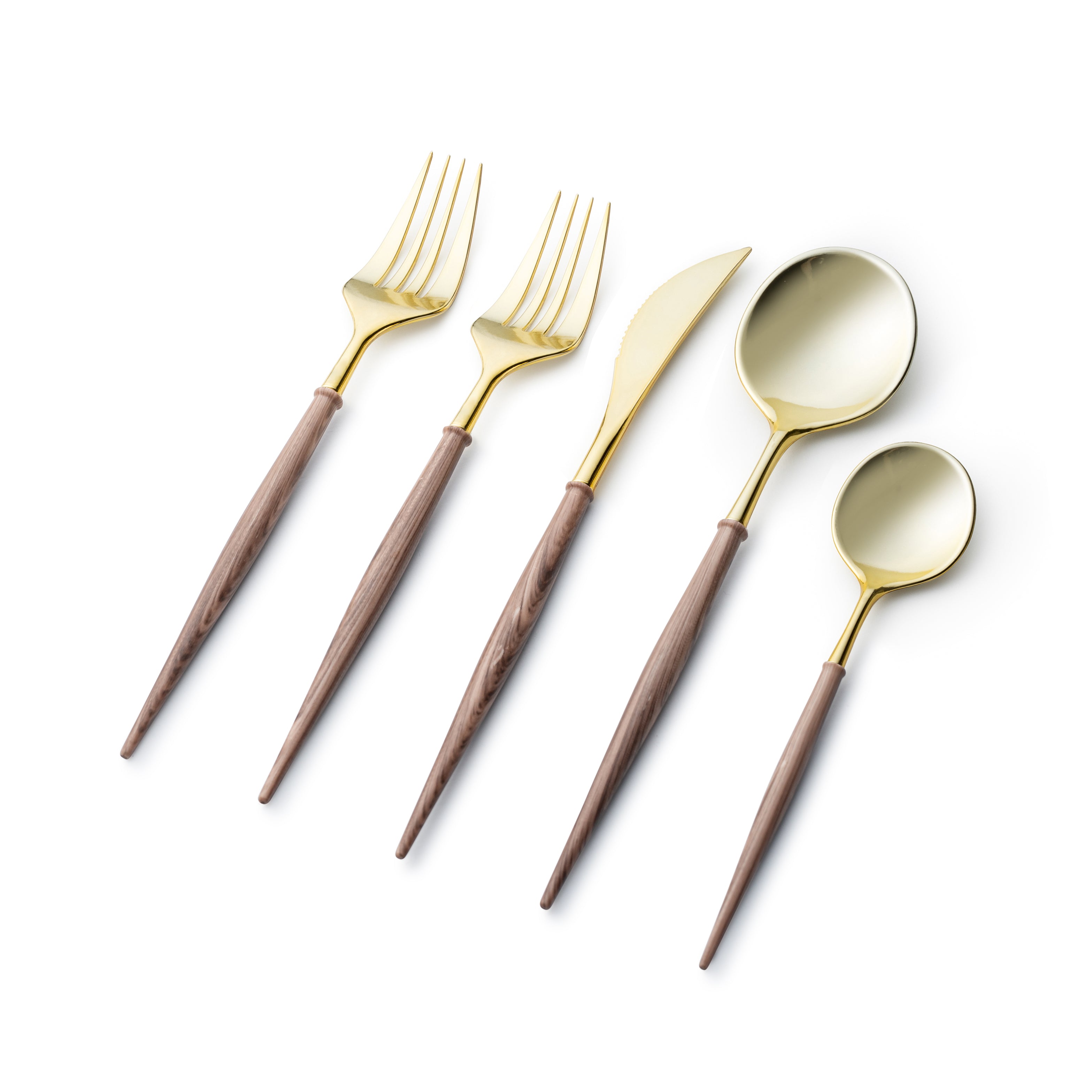 Premium Noble Collection Gold & Wood Flatware Set - 40-Piece Cutlery Set for 8, Elegant Dinnerware for Formal Dining, Wedding Gifts & Special Occasions