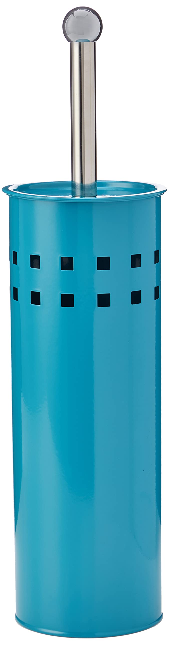 Modern Toilet Brush Holder Set - Free Standing Bathroom Organizer with Satin Stainless Steel & Turquoise Finish - 38 x 10 x 10 Inch - Elegant Design for Home, Hotel, and Office Restrooms - Perfect for Small Spaces & Modern Bathroom Decor