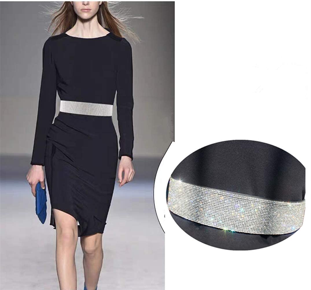 Sparkle Rhinestone Sequins Stretch Waist Belt for Women - Elegant Wedding Party Dress Accessory, Ladies Waistband Cinch - Perfect for Bridal, Prom, Evening Gowns & Formal Occasions