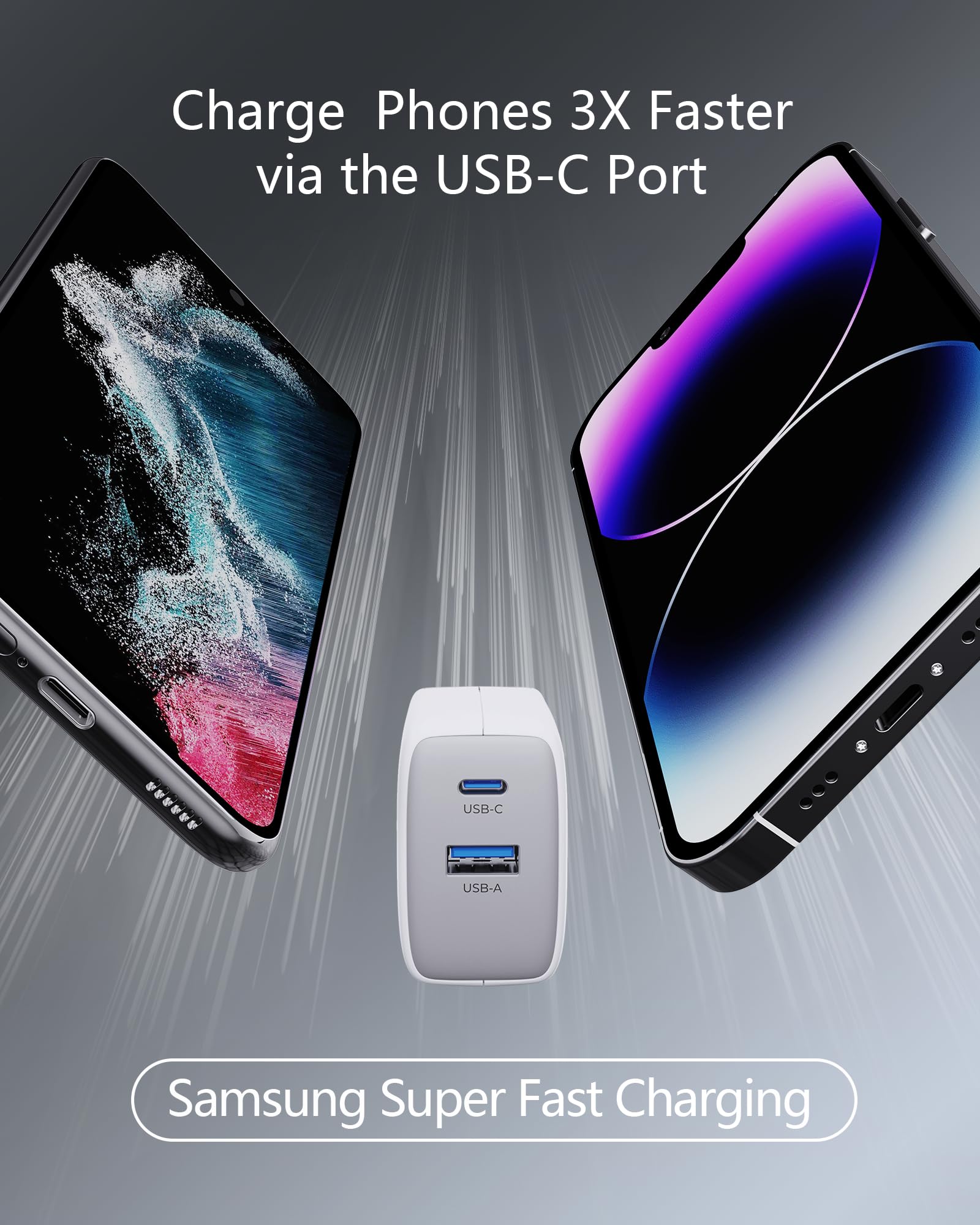 65W USB-C GaN Fast Charger with 6.8FT Soft Silicone Cable - PPS PD 3.0 Foldable Travel Wall Charger for MacBook Pro/Air, iPhone 15/14 Pro Max, iPad, AirPods, Samsung Galaxy S24/S23/S22 - Perfect for Home, Office & Travel Charging