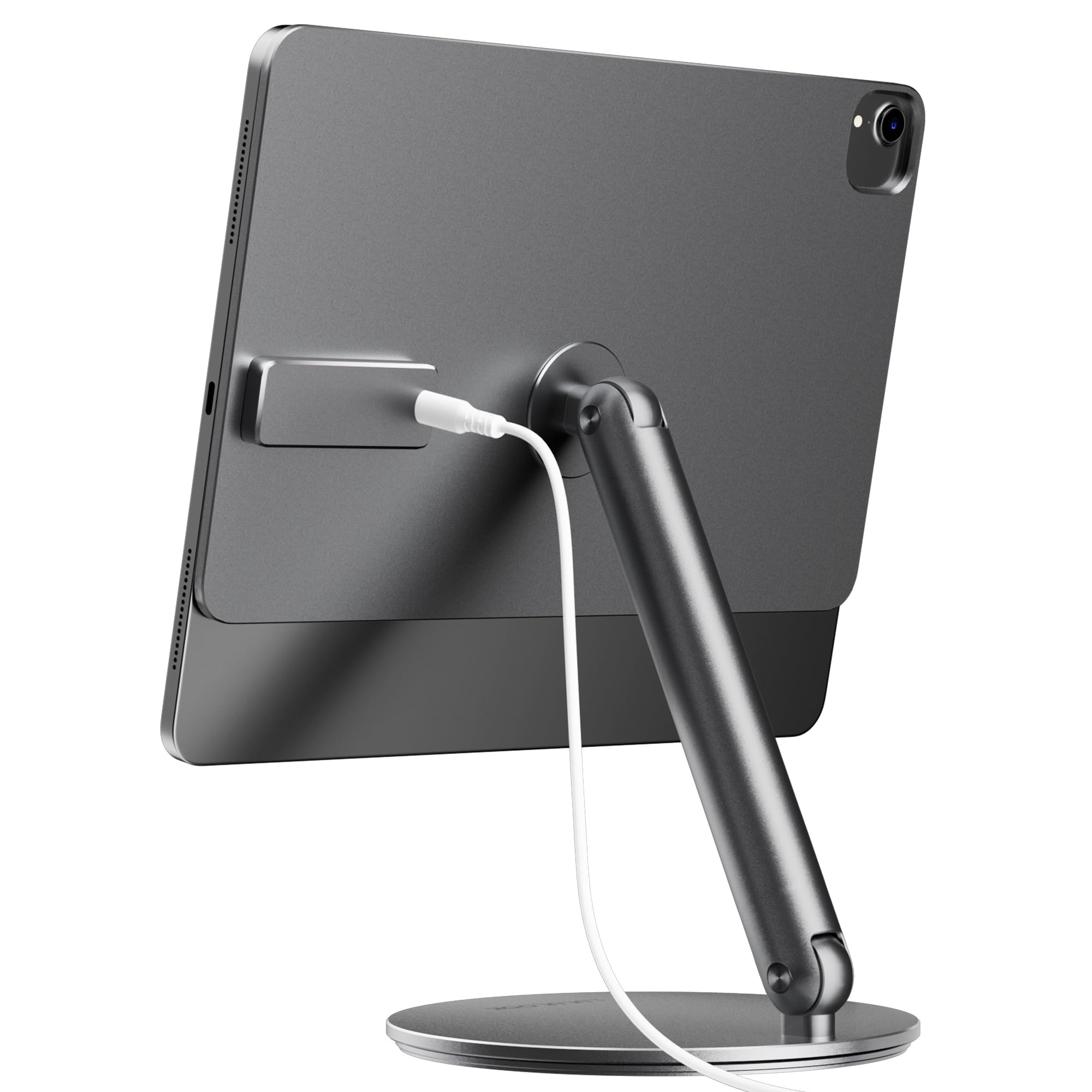 LULULOOK 360° Adjustable Magnetic Wireless Charging Stand for iPad Pro 11 inch M2/Air 10.9 inch - Foldable Aluminum Alloy Tablet Holder for Desk, Compatible with iPad Pro 11