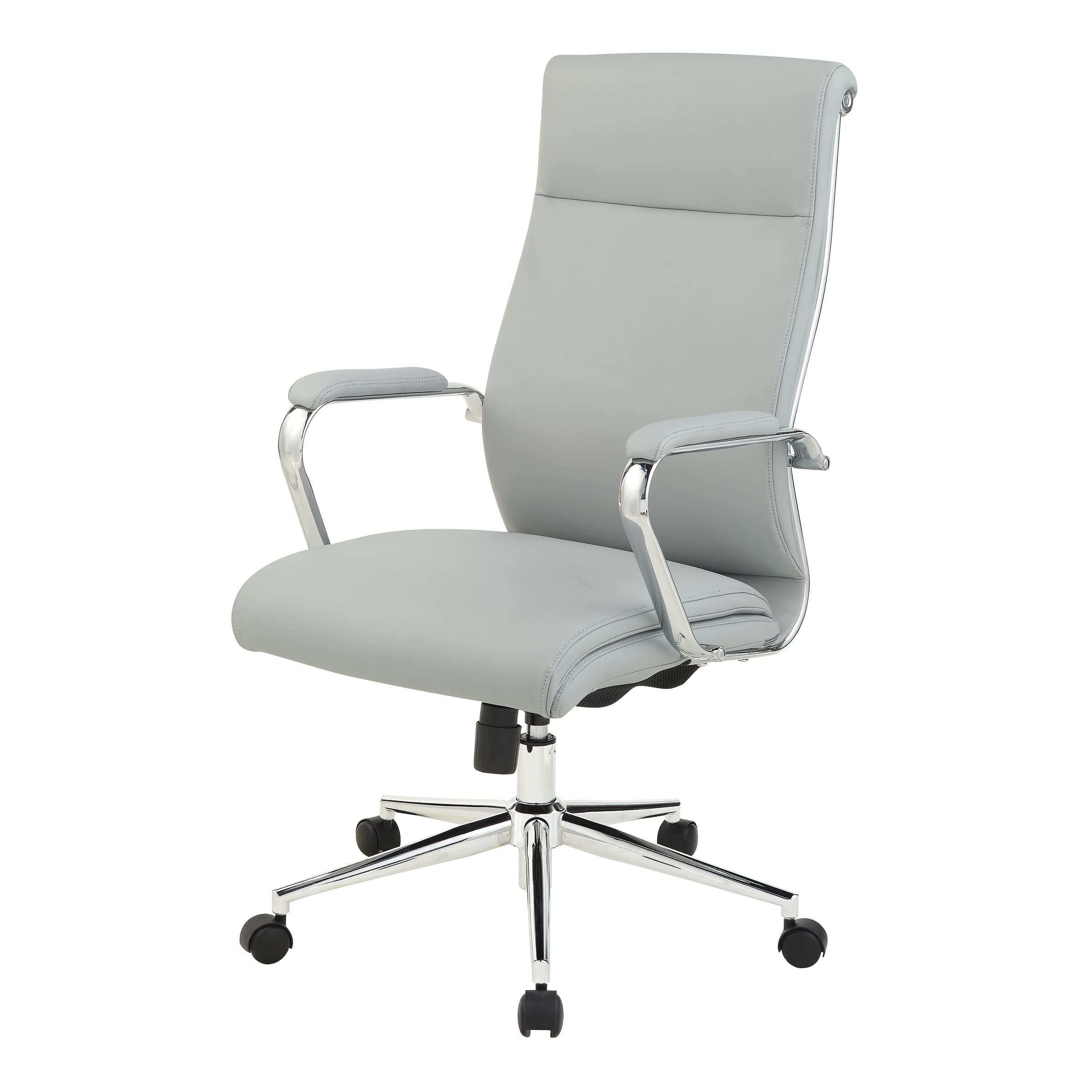 Office Star Antimicrobial High-Back Adjustable Manager's Office Chair with Chrome Base & Dillon Steel Fabric - Ergonomic Desk Chair for Home & Professional Workspaces