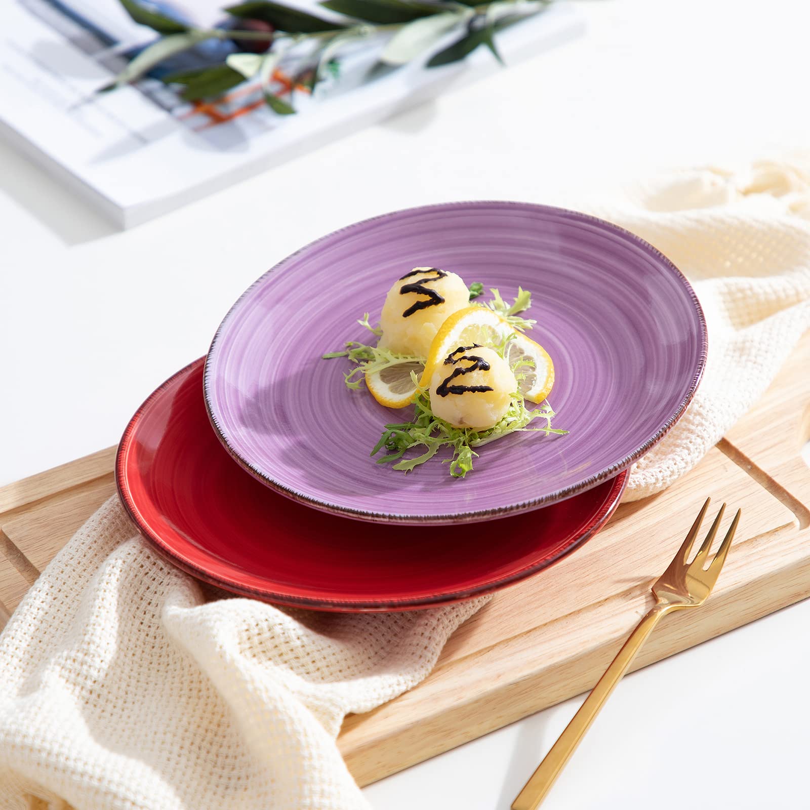 Vancasso Bonita Multicolor 7.5 Inch Ceramic Salad Plates Set of 6 - Microwave & Dishwasher Safe Appetizer Dessert Plates for Party, Wedding, Picnic & Daily Dining