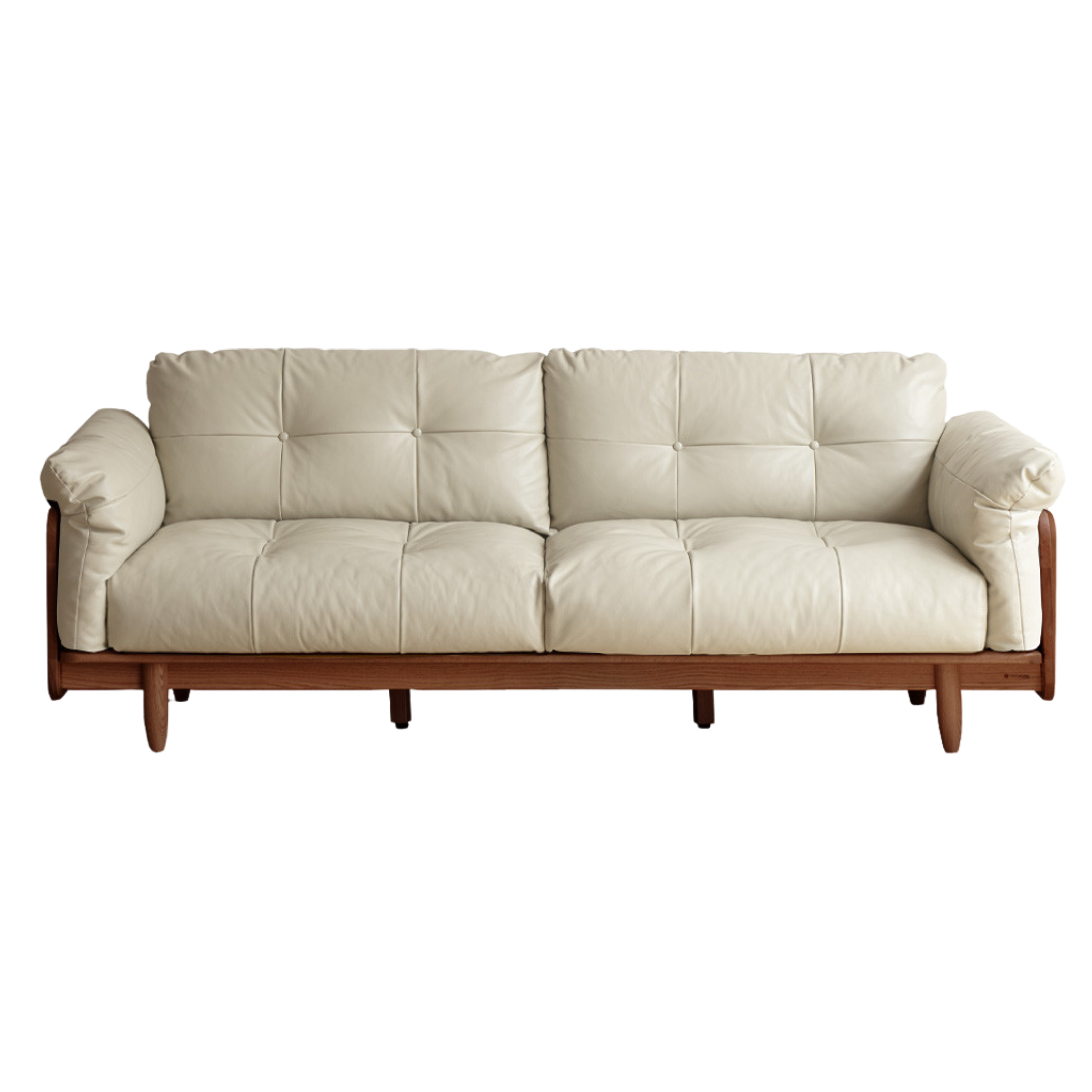Premium Black Walnut Solid Wood Genuine Leather Sofa - Handcrafted Fabric Sofa for Living Room, Lounge & Office - Modern Comfort Furniture for Home Decor