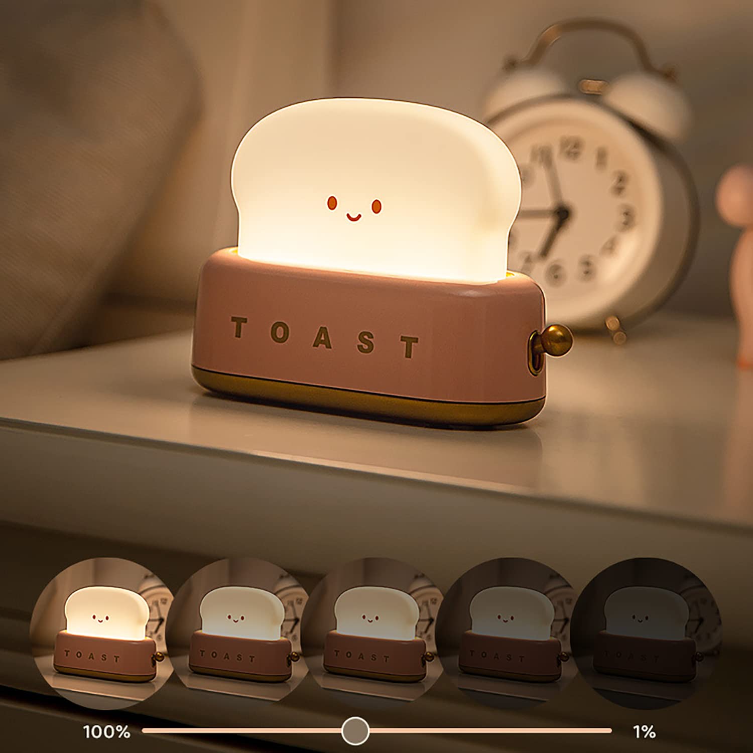 AMZSTAR Dimmable LED Toast Bread Night Light - Rechargeable Desk Lamp with Timer, Cute Desk Decor for Kids Girls Teens (Green) | Perfect for Bedroom, Nursery, Christmas Gifts & Home Office Lighting