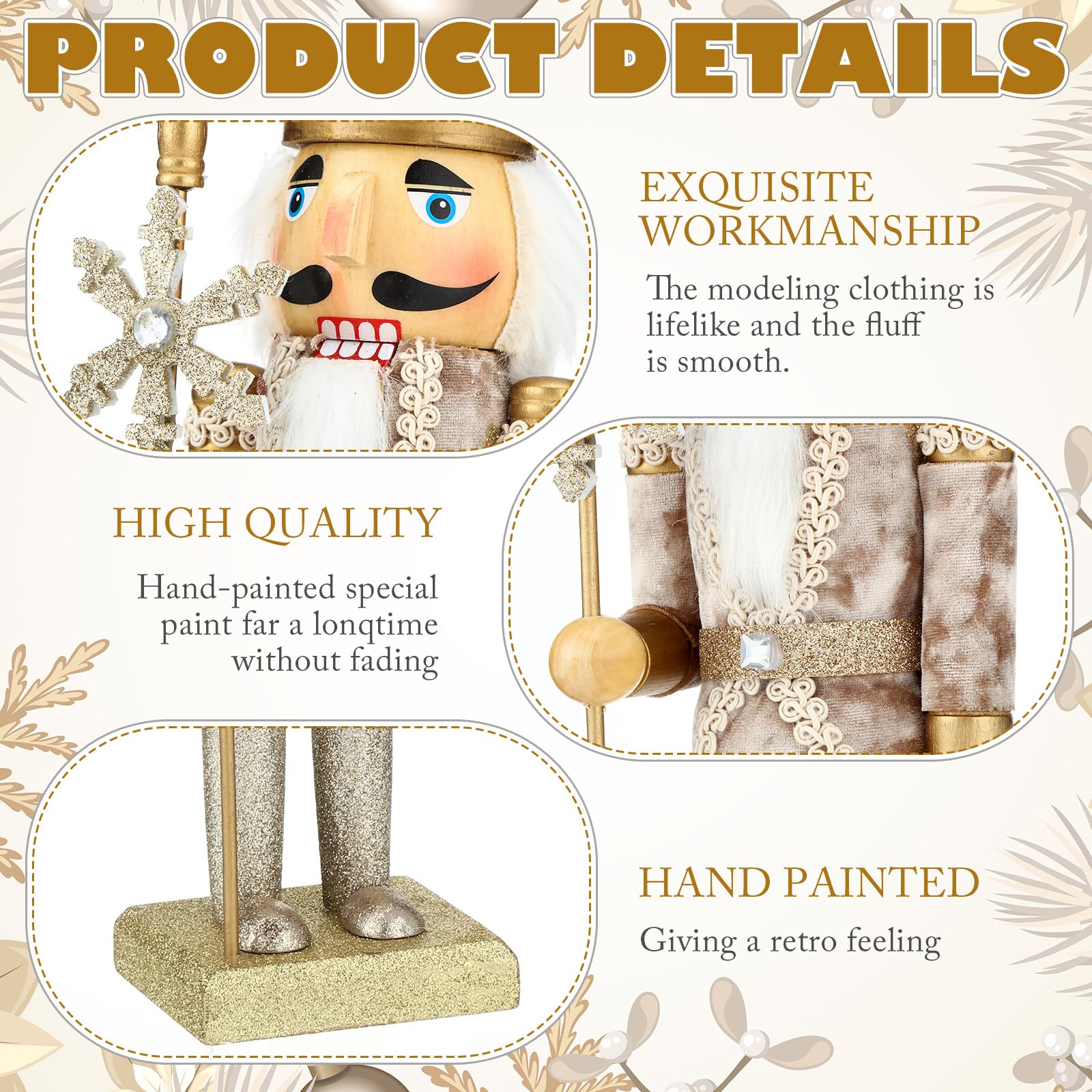 Karenhi 15 Inch Wooden Christmas Nutcracker - Traditional Holiday Nutcracker Decor for Festive Parties, Shelves & Tables | Perfect for Christmas Tree Skirt, Mantel Decor & Gift Exchange (Stylish Design)