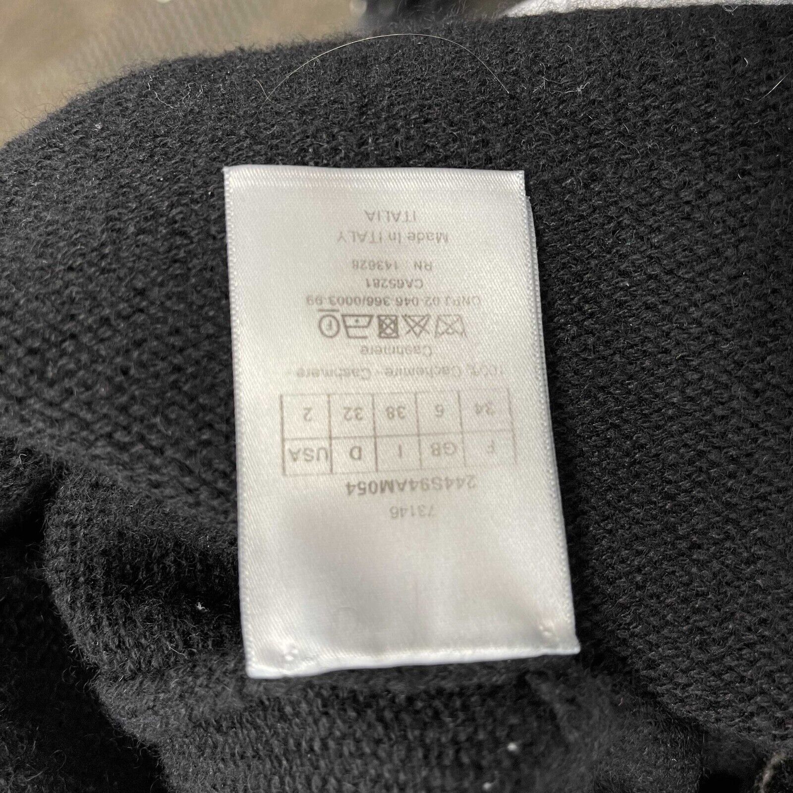 Christian Dior Embroidered Logo Cashmere Sweater Women's US Size 2 (34) - Luxury Winter Pullover for Office & Holiday Parties