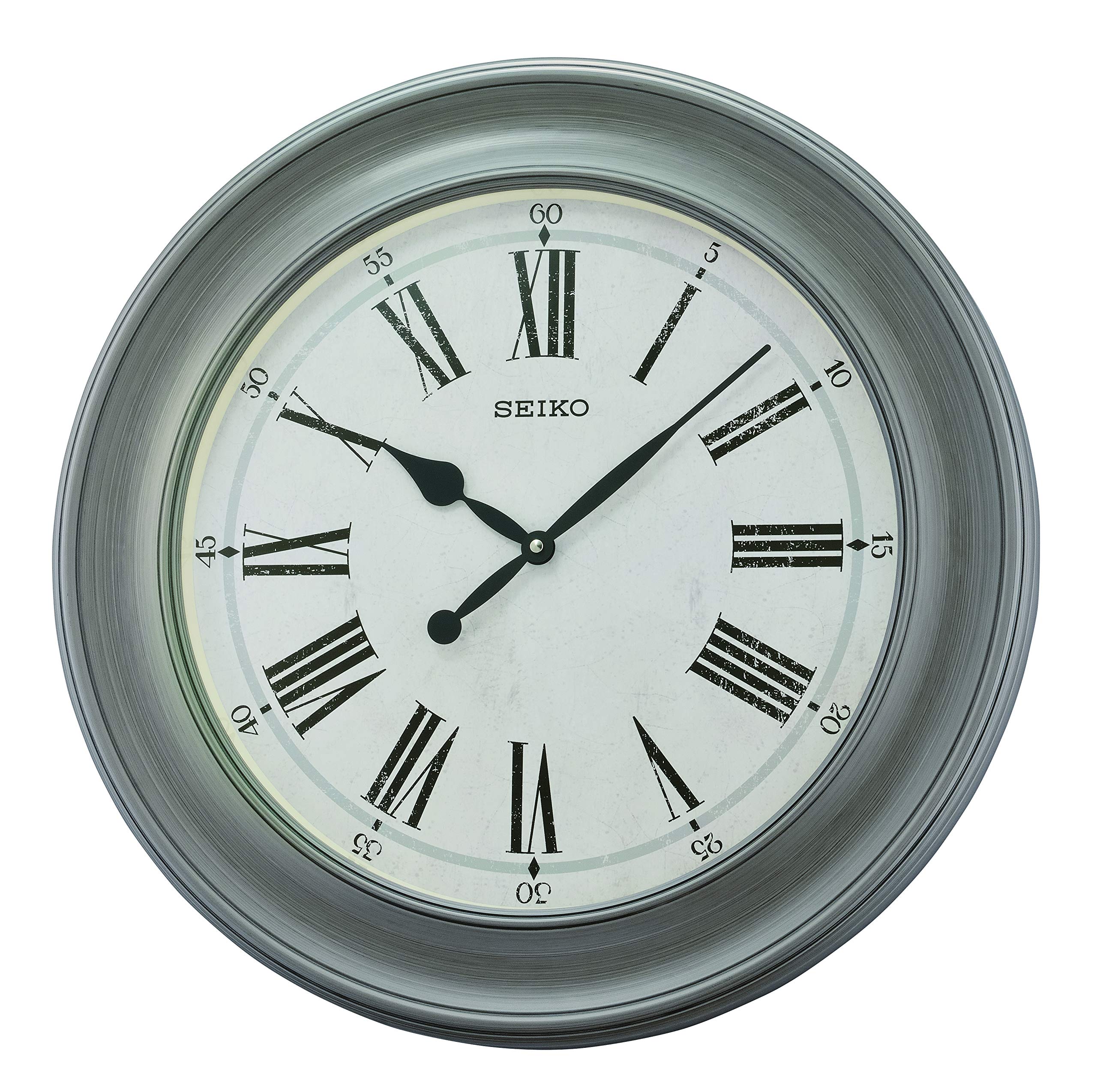 SEIKO Noa 22 Inch Modern Wall Clock - Silent Non-Ticking Grey Home Decor for Living Room, Bedroom, Office & Kitchen