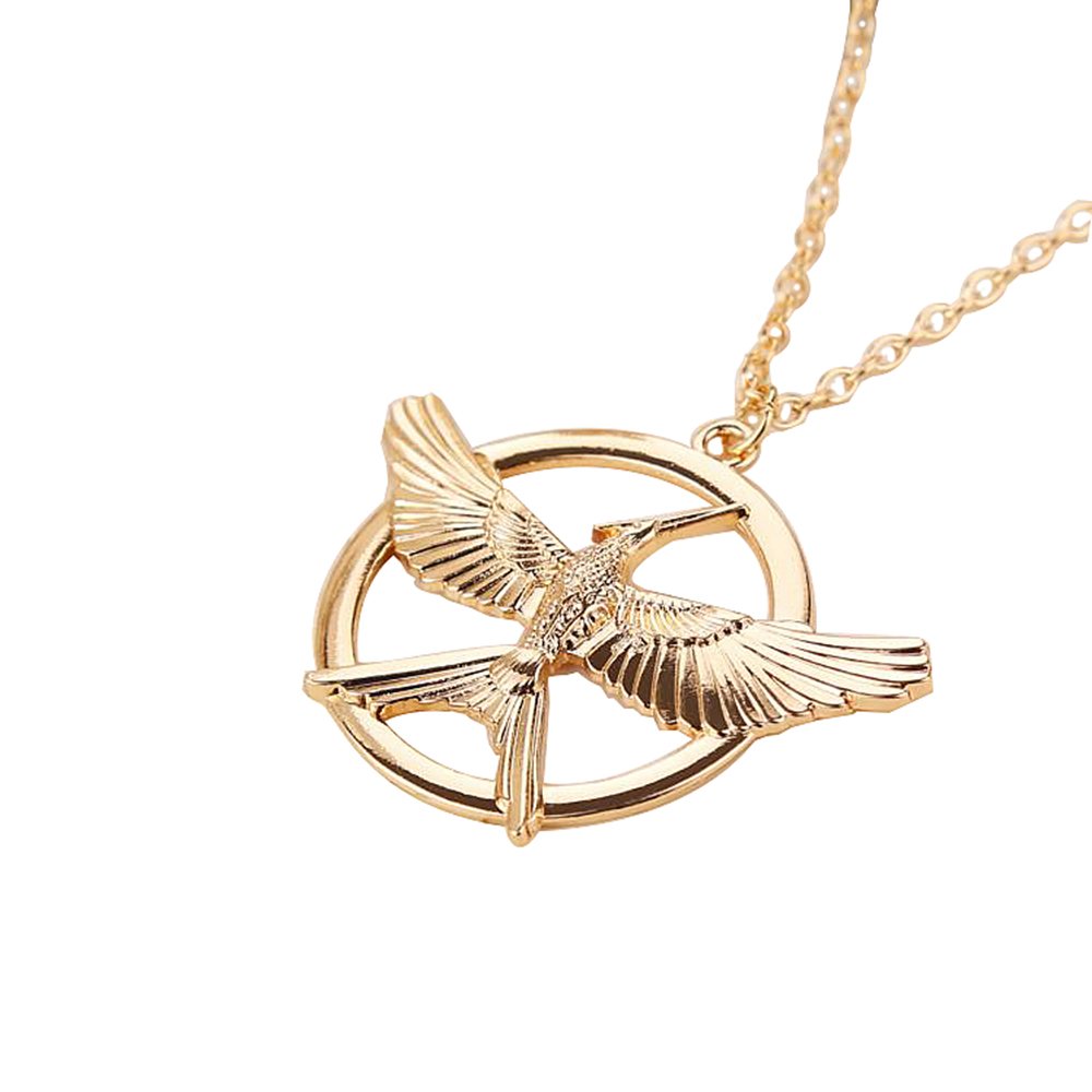 Muqi Hunger Games Catching Fire Katniss Mockingjay Golden Cosplay Necklace - Perfect for Costume Parties, Movie Premieres, and Fan Conventions