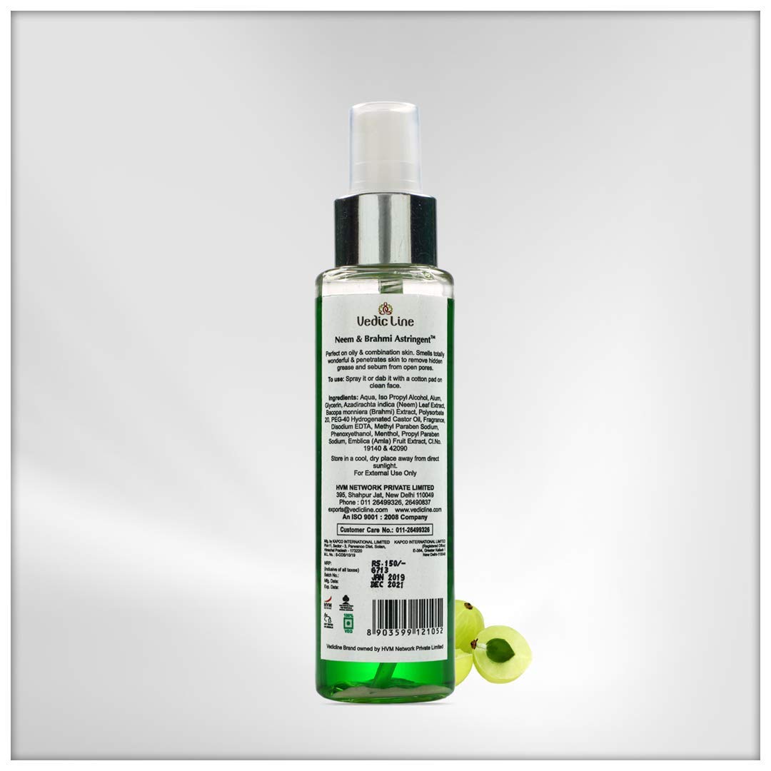 Vedicline Neem & Brahmi Astringent for Dark Spots & Acne Treatment - With Emblica Extract for Healthy Skin Care (200ml, Pack of 2) | Perfect Valentine's Gift for Clear & Glowing Skin | Ideal for Daily Skincare Routine & Blemish Control