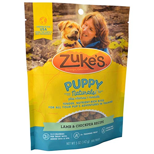 Zukes Puppy Naturals Dog Treats - Lamb & Chickpea Recipe, Grain-Free Soft Training Treats for Puppies (5 Pack) - Perfect for Obedience Training & Reward-Based Learning