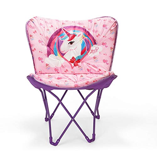 JoJo Siwa Unicorn Folding Butterfly Lounge Chair for Kids - Pink & Sparkly Foldable Kids Chair for Bedroom, Playroom, or Outdoor Use