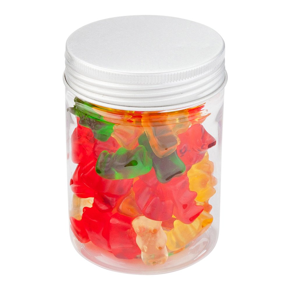 Restaurantware 8.5oz Plastic Mason Jars with Airtight Aluminum Lids - 100 Clear Round Food Storage Containers for Snacks, Candies, Ingredients | Perfect for Kitchen, Pantry, Party Favors & Bulk Food Storage