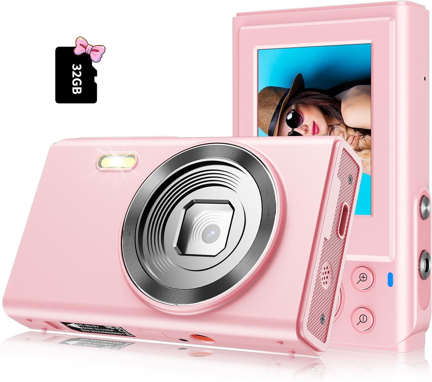 1080P FHD Kids Digital Camera with 32GB Card & 2 Batteries - Vintage Pink Mini Camera for Children, Teens, Boys & Girls | Perfect for Birthday Gifts, Travel Photography & First Camera Experience