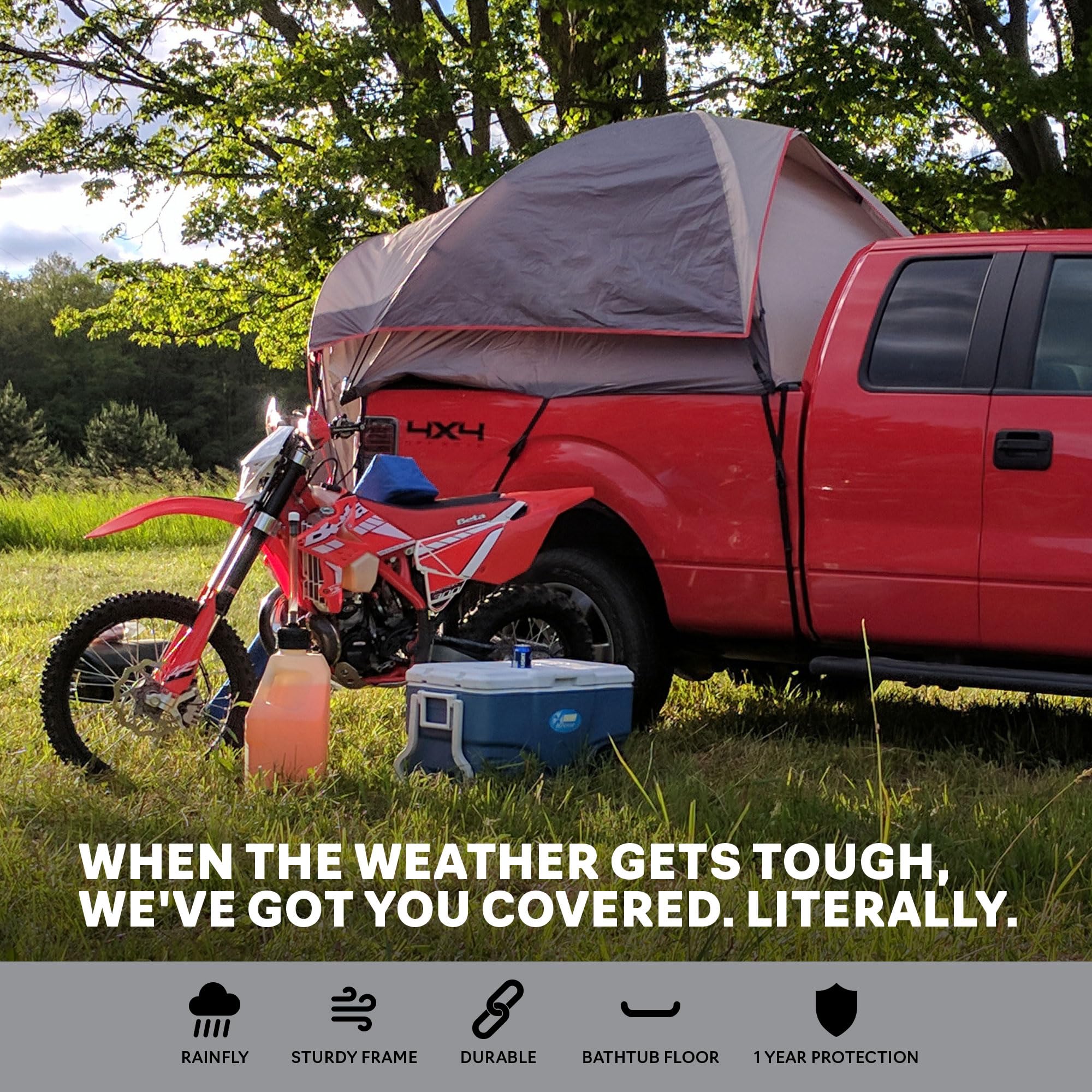 Napier Backroadz Waterproof Truck Bed Tent - Spacious 2-Person Camping Shelter for Full Size & Long Bed Trucks | Durable, Compact Design for Outdoor Adventures, Road Trips & Tailgating