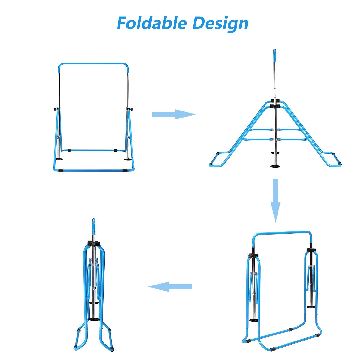 Adjustable Kids Gymnastics Bar - Folding Training Bar for Home & Gym