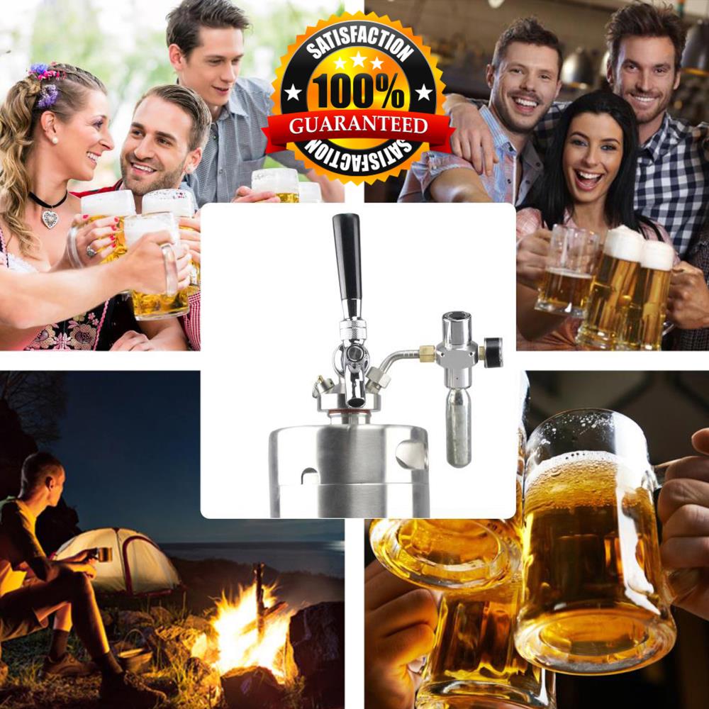Homebrew Mini Keg System - 128 Oz Stainless Steel Beer Dispenser for Home Brewing, Parties & Outdoor Events | Portable Draft Beer Tap Kit with CO2 Charger & Pressure Gauge