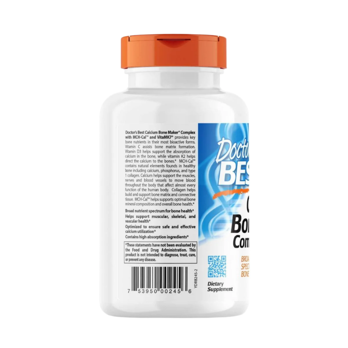 Doctor's Best Calcium Bone Maker Complex with MCHCal & VitaMK7 - 180 Capsules | Supports Bone Health & Strength | Ideal for Adults & Seniors for Daily Bone Support