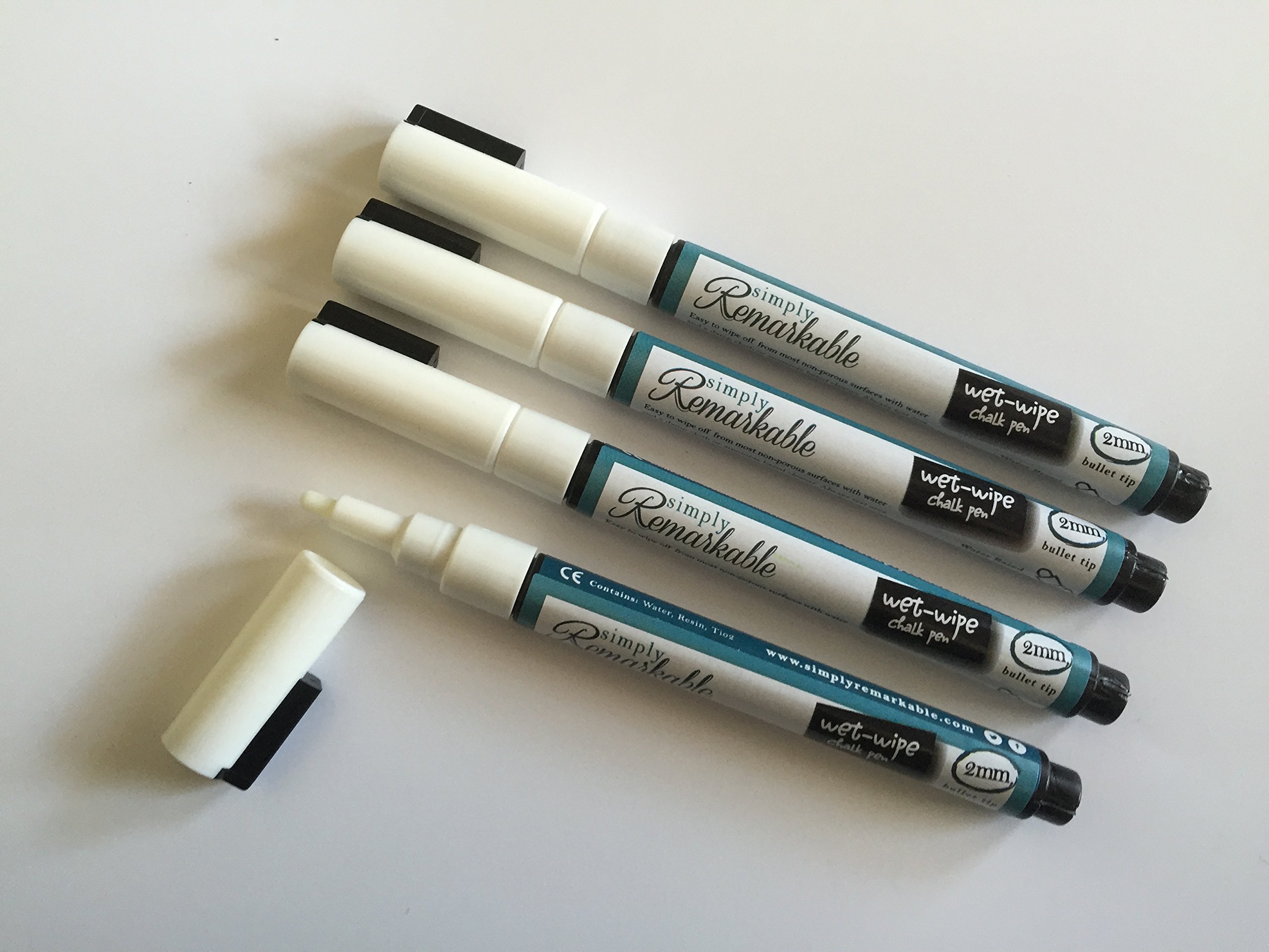 Simply Remarkable Fine Tip Liquid Chalk Markers - Set of 4 Vibrant Colors for Whiteboards, Glass, Windows & DIY Crafts - Perfect for Teachers, Restaurants & Home Decor
