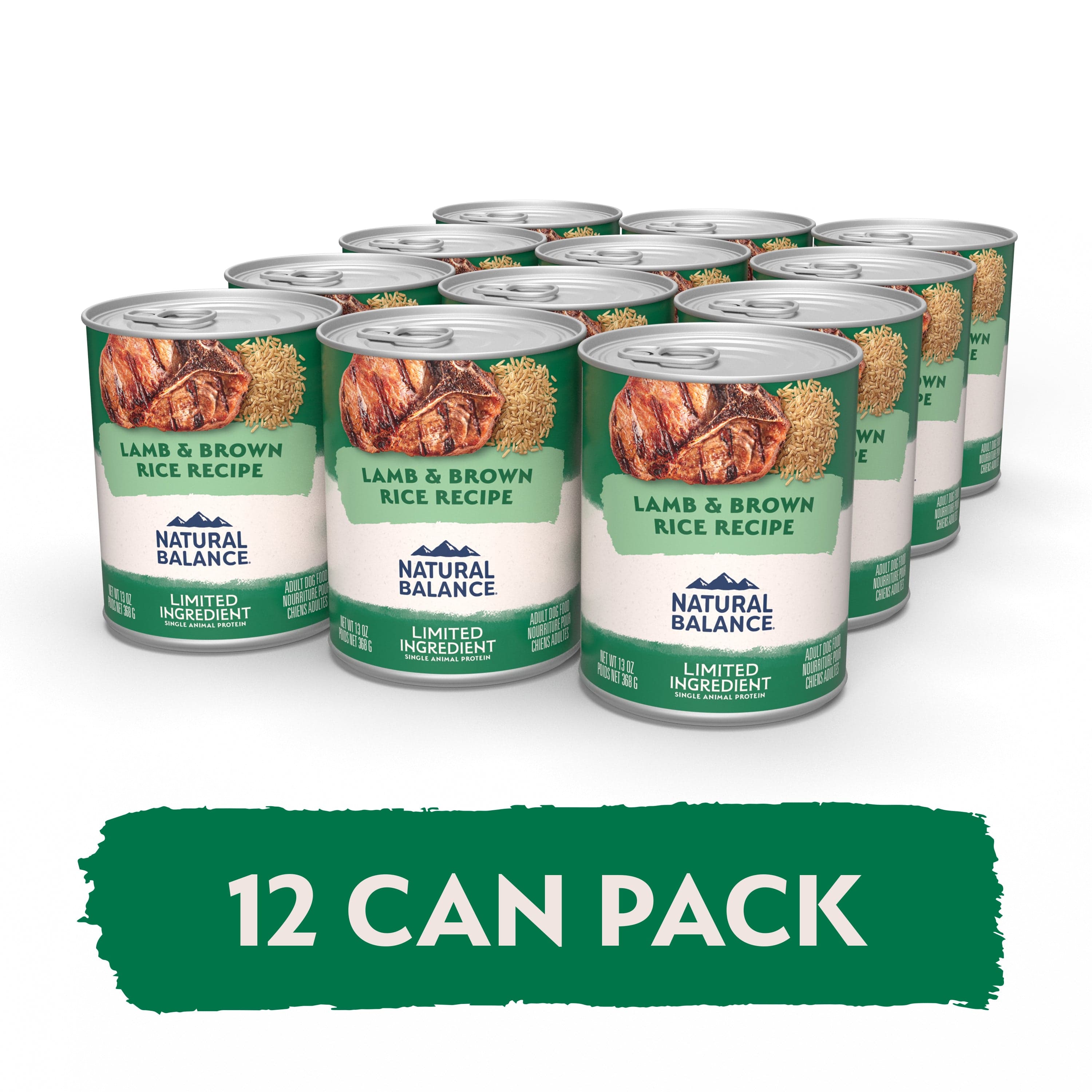 Natural Balance Limited Ingredient Lamb & Brown Rice Recipe Canned Dog Food - Grain-Free, Hypoallergenic Wet Food for Dogs with Sensitive Stomachs - Perfect for Mealtime, Travel & Emergency Pet Food Storage