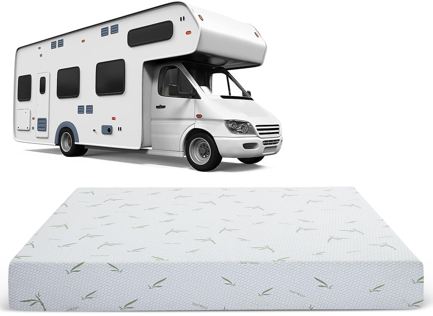 8 Inch Memory Foam RV Mattress Short Queen - Made in USA, Medium Firm Support for Pressure Relief, 75