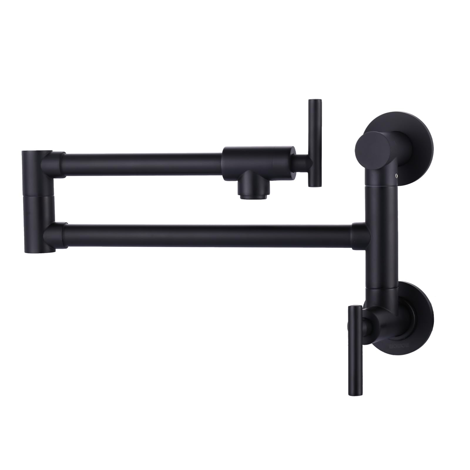 Premium Brass Wall-Mounted Pot Filler Faucet with Dual Swing Arms - Single Hole Stove Faucet for Kitchen, Black Finish | Ideal for Cooking, Filling Large Pots & Enhancing Kitchen Workflow