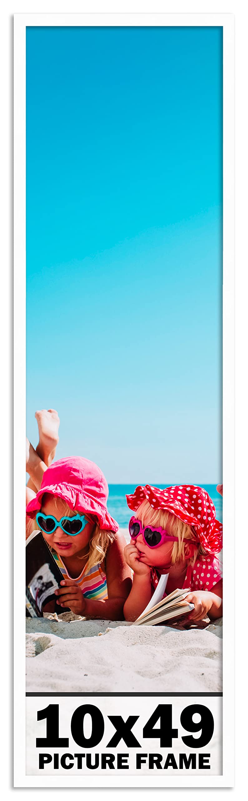 10x49 Inches White Wood Picture Frame - Handcrafted for Artwork Display | Perfect for Home Decor, Gallery Walls & Office Spaces