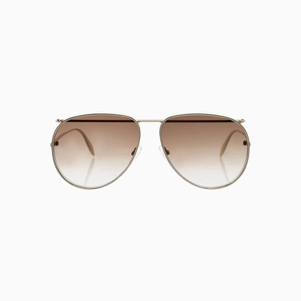 Alexander McQueen Brown Gold Metal Sunglasses for Women - Luxury Designer Shades for Fashion & Outdoor Activities