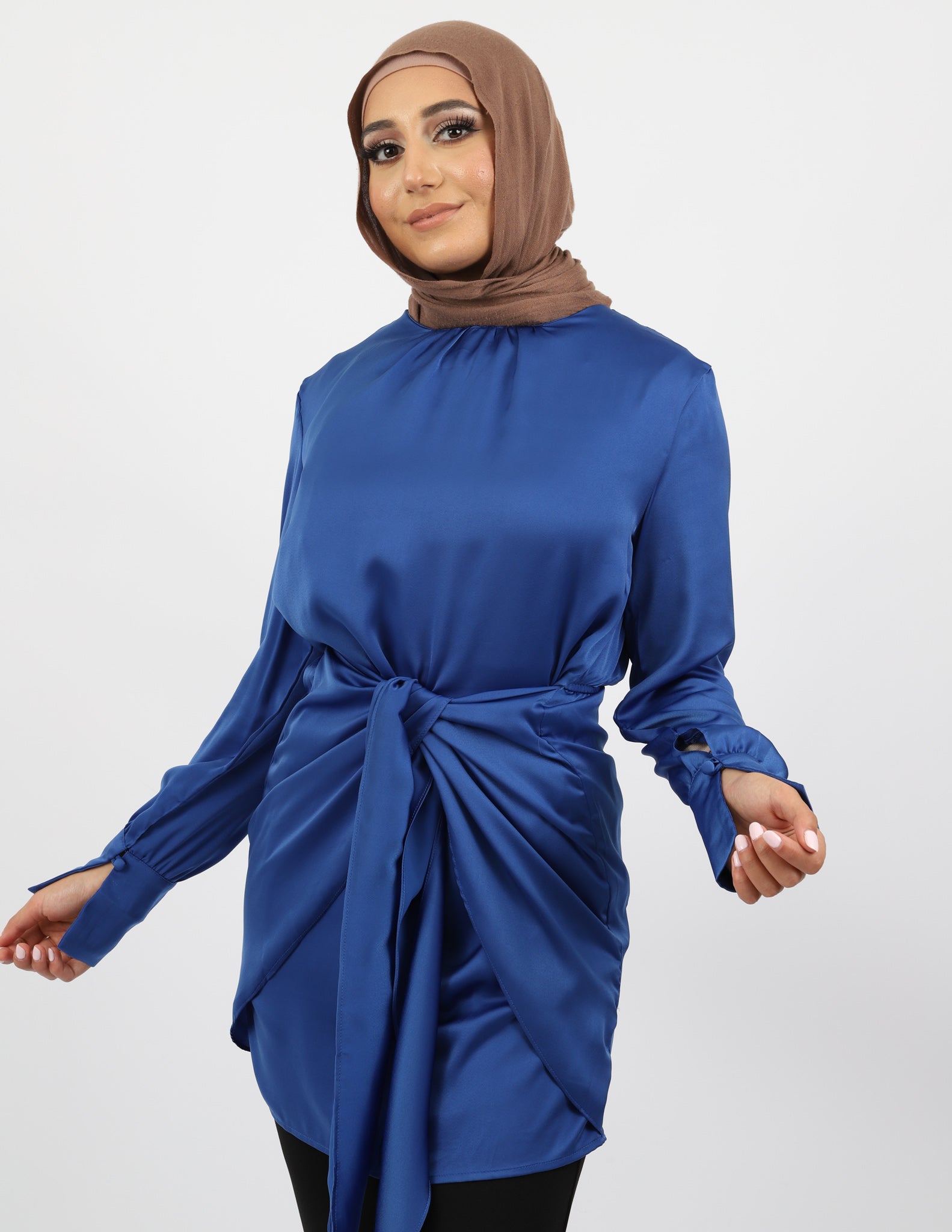 Luxury Satin Tie Midi Dress for Women - Elegant Formal & Cocktail Party Wear - Perfect for Weddings, Evening Events & Special Occasions