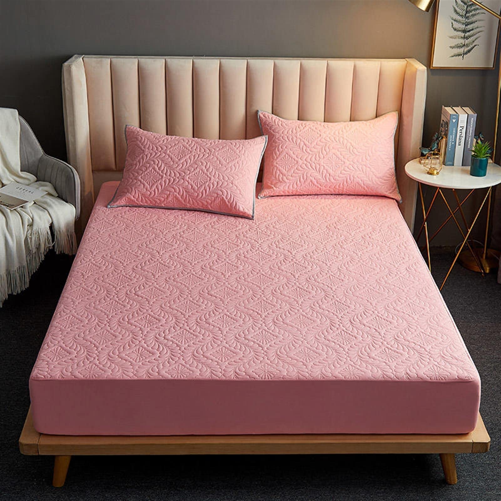 Quilted Waterproof Mattress Cover Queen Size - 180x200cm Bed Sheet Protector for Double Bed | Hypoallergenic & Breathable | Ideal for Allergies, Kids, Pets & Spill Protection (D Color, 200x220x25cm)