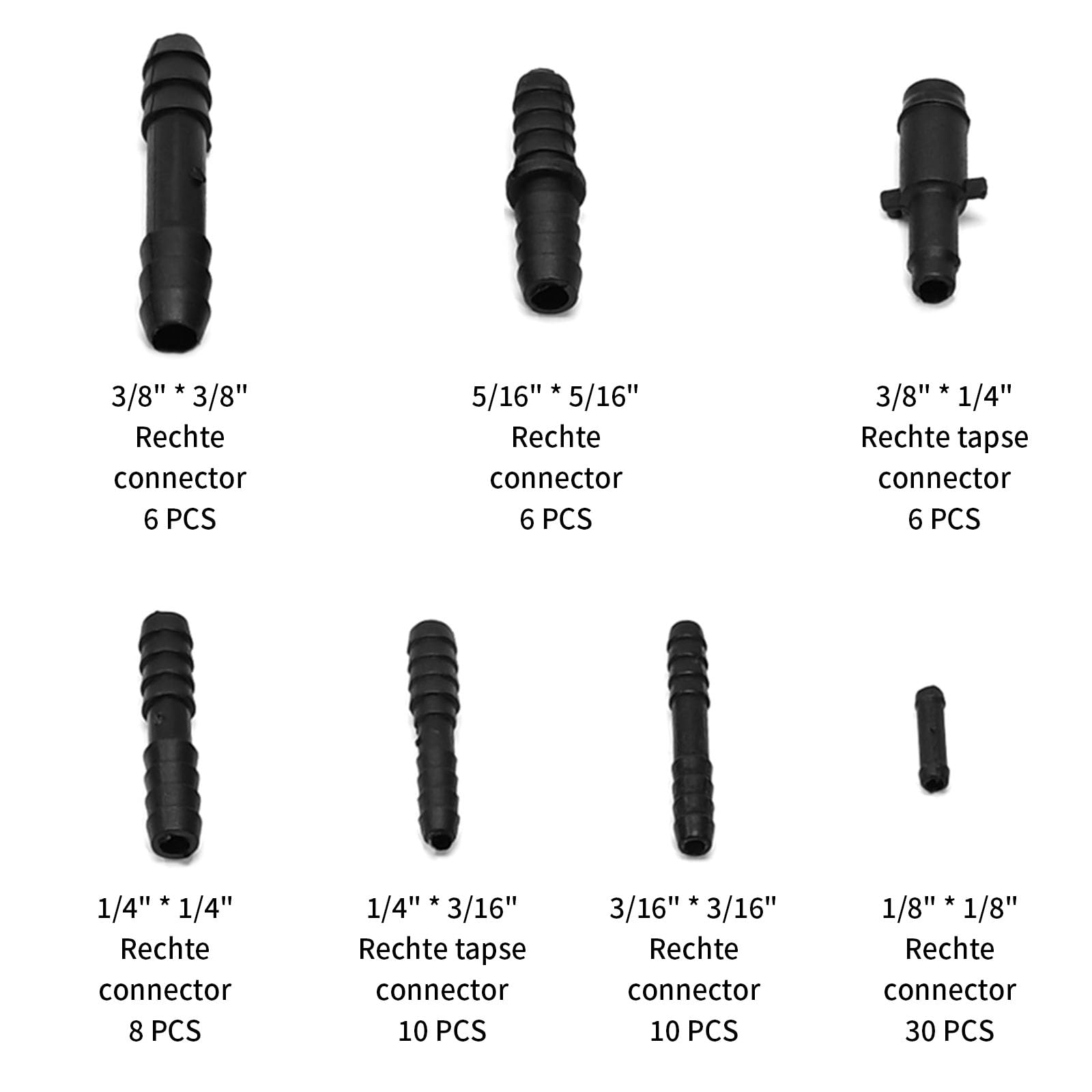 113-Piece Vacuum Fittings Assortment Kit - Black Nylon Vacuum Connectors with Heat Resistance up to 460°F (240°C) - Includes 12 Sizes of Tee Connectors for HVAC, Automotive & Industrial Applications